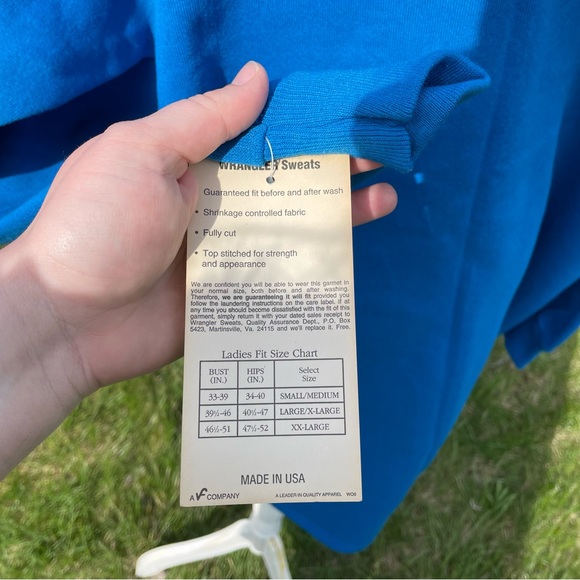 Vintage 80s Lady Wrangler Solid Blue Long High Neck Sweatshirt New Old Stock - Picture 6 of 8